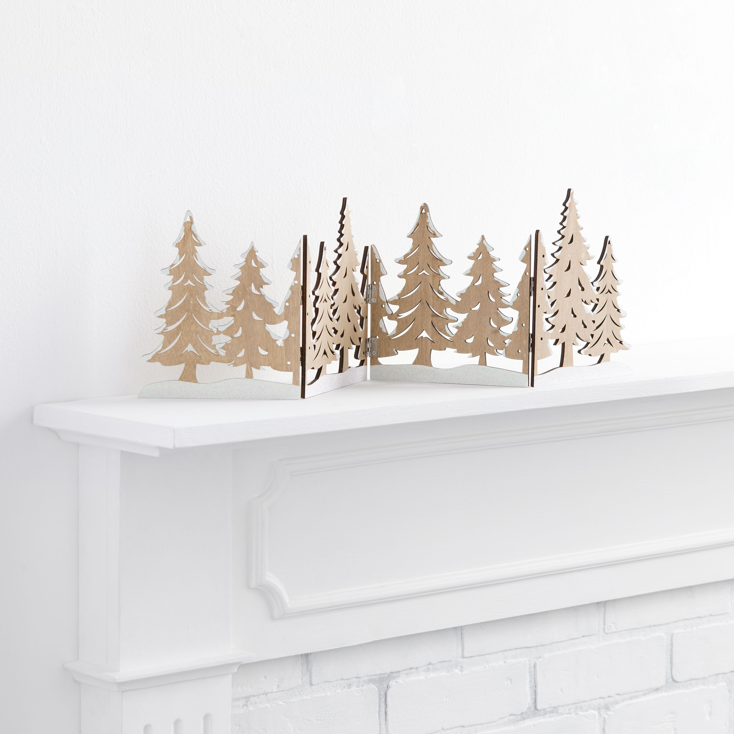Laser Cut Wood Winter Trees Folding Panel Decor | World Market