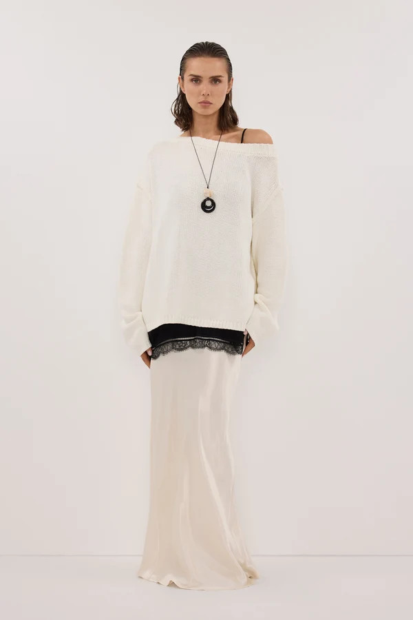 LEISLE CREAM ASYM KNIT JUMPER | DISSH