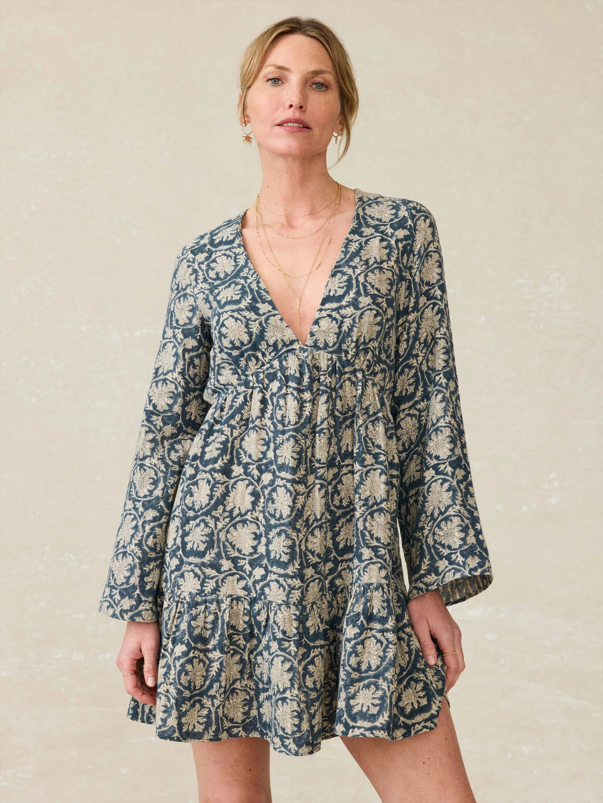 Dune Cotton Gauze Oceana Dress - Tranquil Tides Print | Faherty