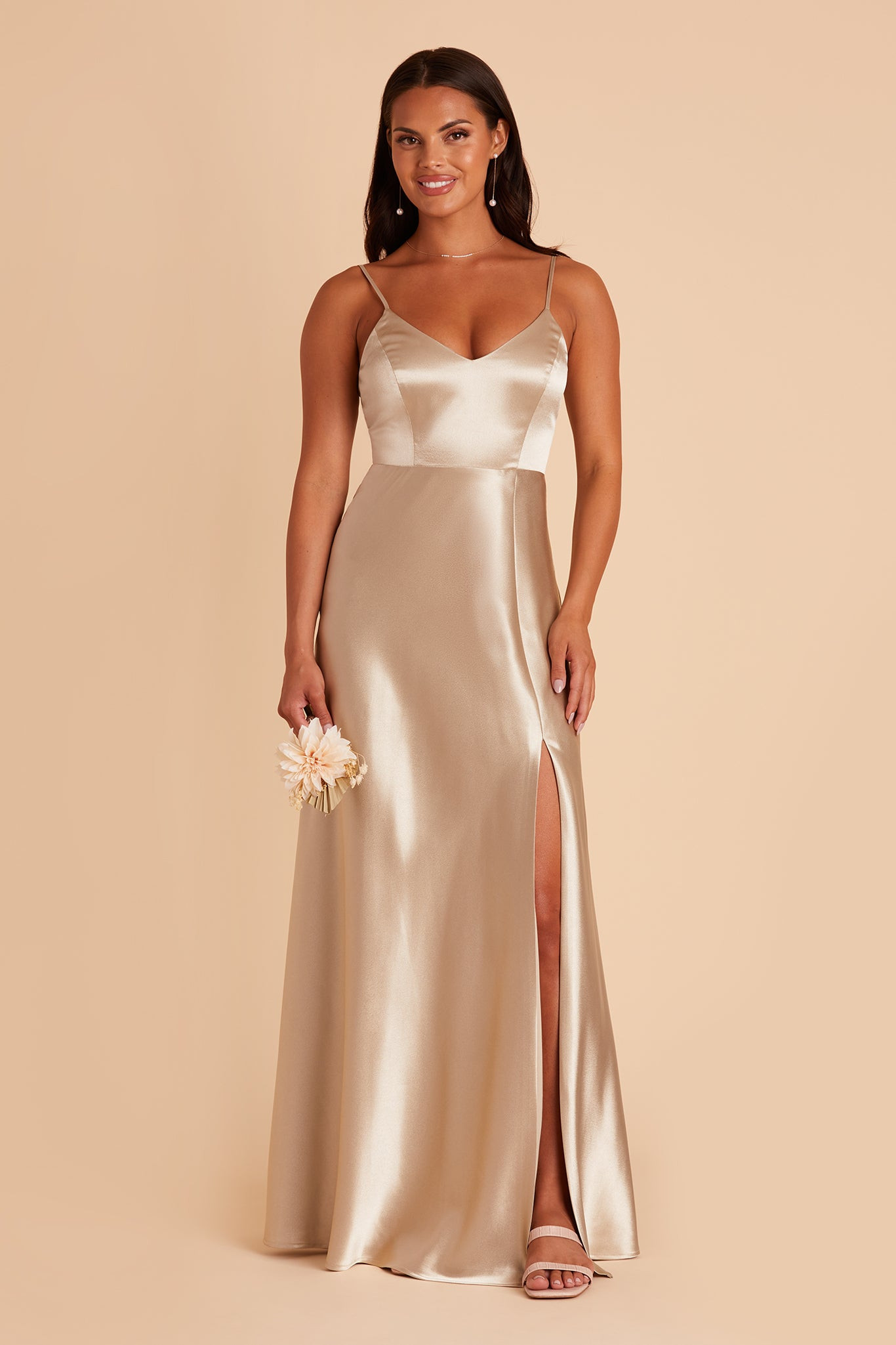Jay Satin Bridesmaid Dress in Neutral Champagne | Birdy Grey | Birdy Grey
