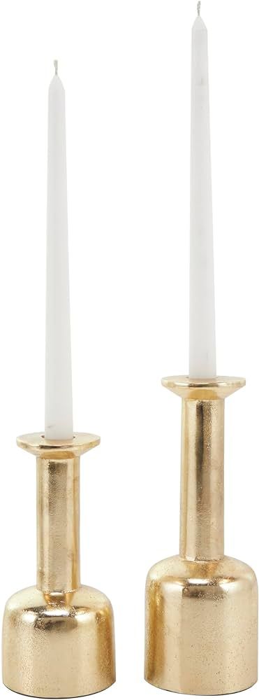 Deco 79 Aluminum Candle Holder with Rounded Bases, Set of 2 7", 8" H, Gold | Amazon (US)