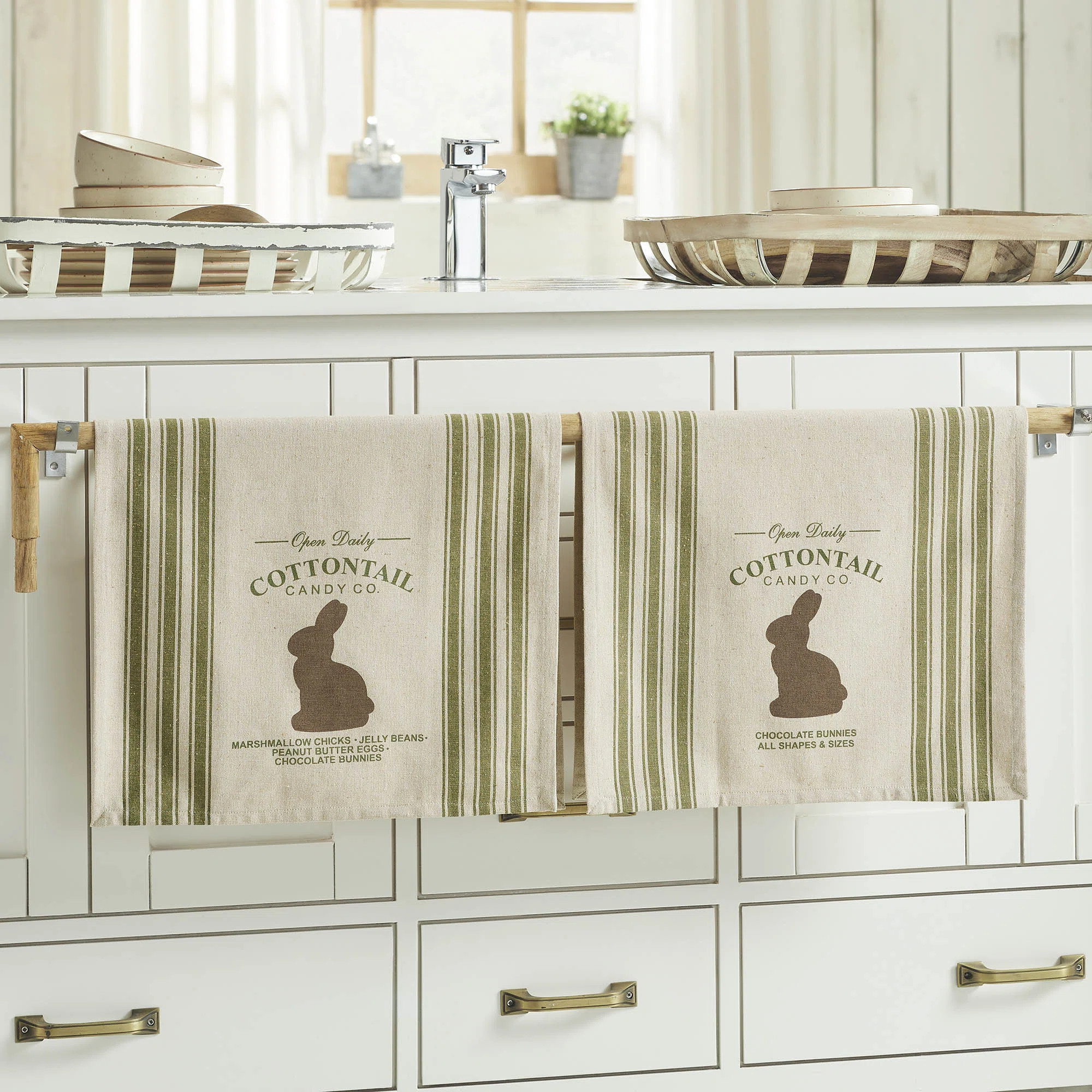 Bunny Hop Cottontail Candy Co Tea Towel Set of 2 16x28 (Set of 2) | Wayfair North America