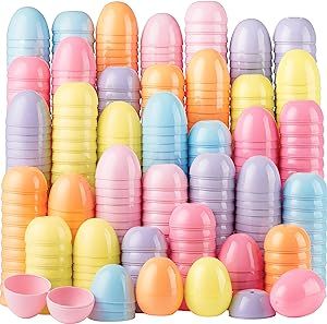 JOYIN 50PCS 2.3" Pastel Easter Eggs, Empty Easter Eggs Fillable, Colorful Bright Plastic Eggs Bul... | Amazon (US)