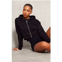 Black Zip Cropped Hoodie | PrettyLittleThing US