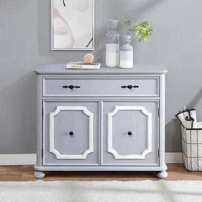 Charming Grey 2-Door Accent Cabinet With 1 Drawer, Vintage Bun Feet, And Ample Storage For Elegant Home Decor | Wayfair North America