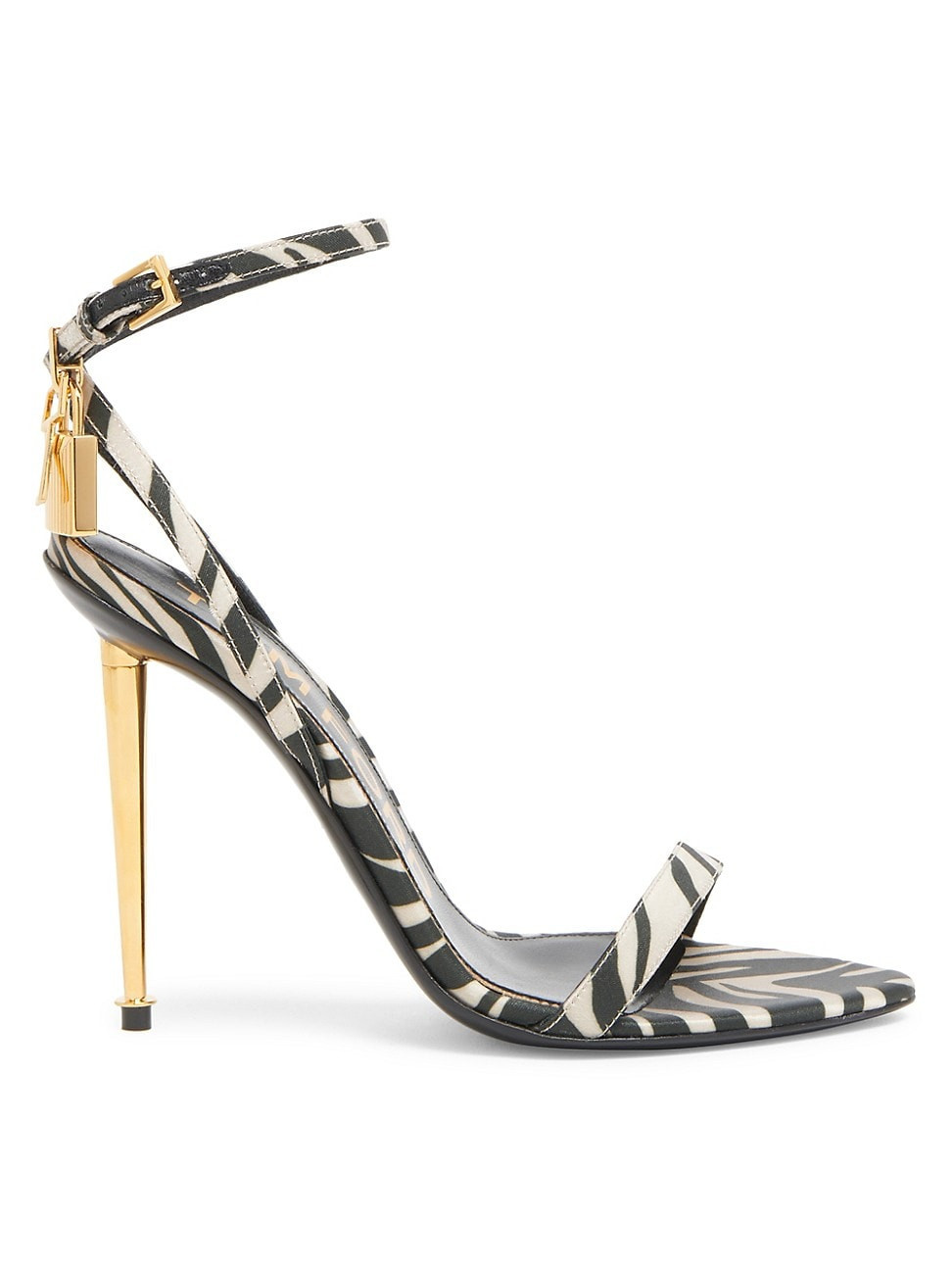 Women's 105MM Zebra-Print Satin Sandals - Zebra - Size 7 | Saks Fifth Avenue
