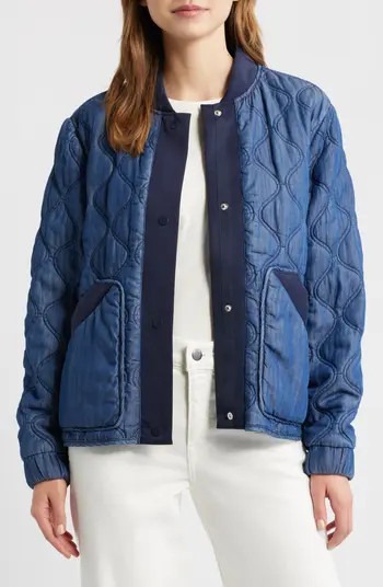 Rib Trim Denim Quilted Liner Jacket | Nordstrom