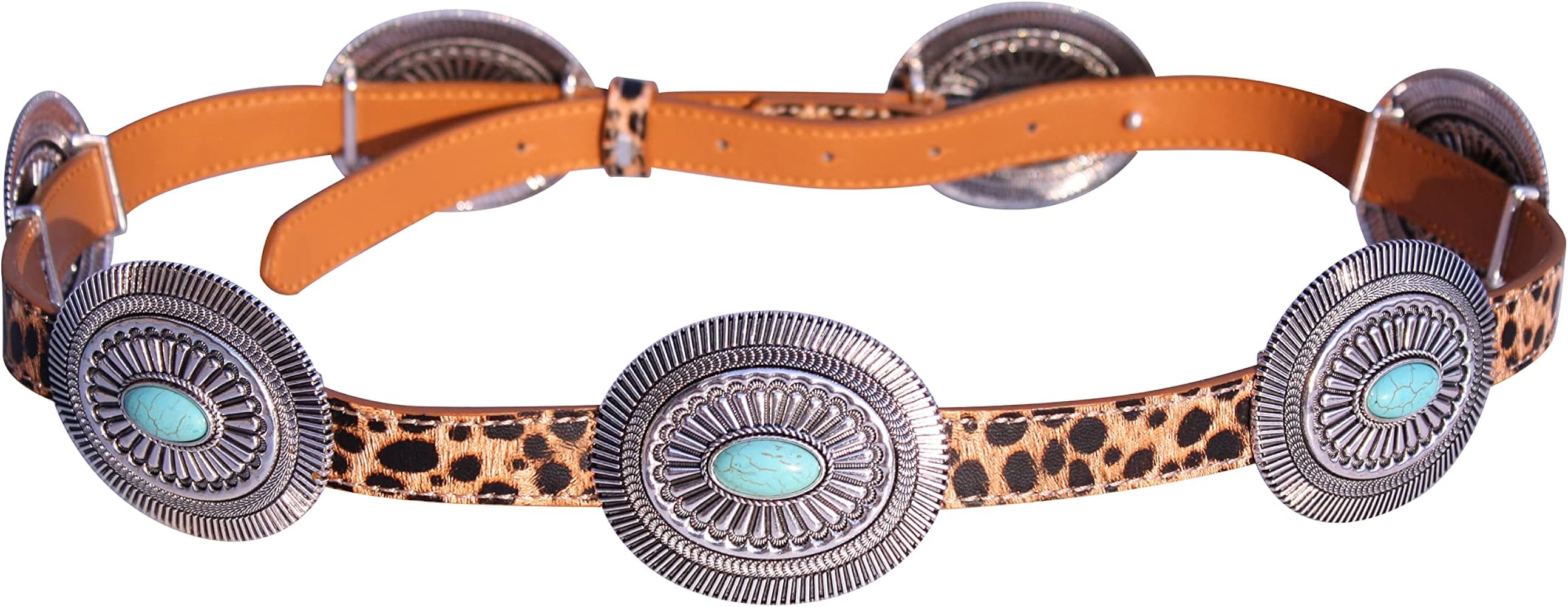 Western Turquoise Metal Concho Leather Belt No.9 | Amazon (US)