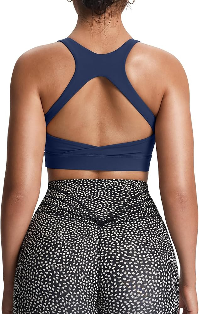 Aoxjox Women's Workout Sports Bras High Impact Fitness Training Gym Khloe Bra Yoga Crop Tank | Amazon (US)