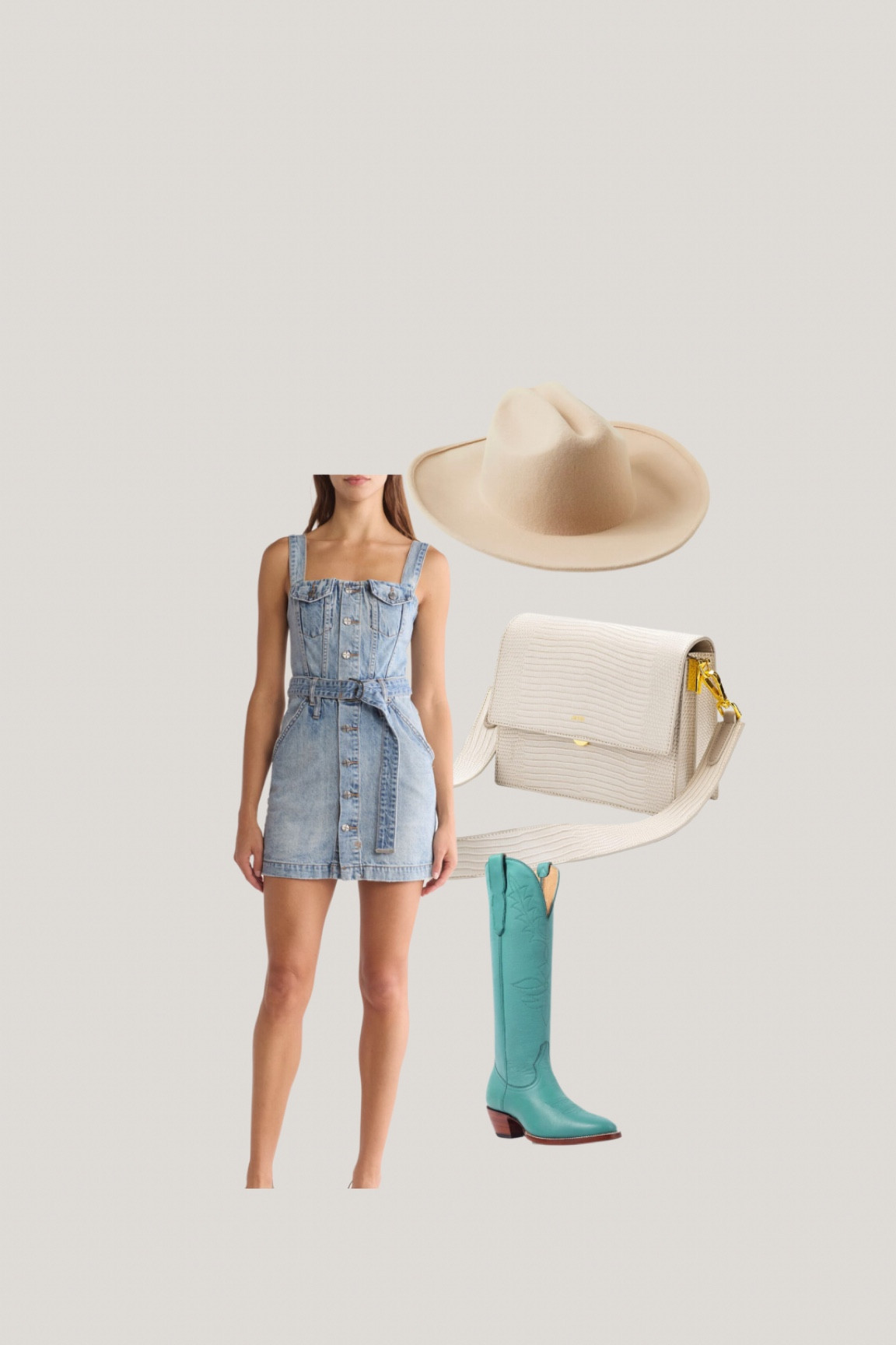 Country concert outfit. 

Denim dress. Western outfit. Nashville outfit. Western boots. Cowgirl boots. 

#LTKSeasonal #LTKShoeCrush #LTKFindsUnder50