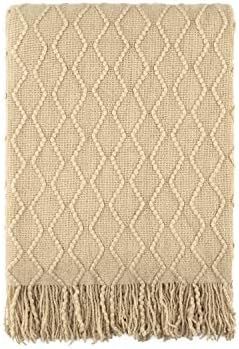 SPAOMY Throw Blanket, Knit Blanket with Tassels, Textured Cozy Lightweight Decorative Throw Blank... | Amazon (US)