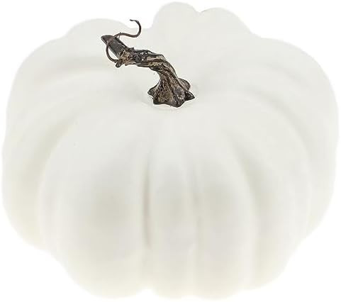 Woration 8.2 Inch Large White Fake Halloween Pumpkin Artificial Cushaw | Amazon (US)