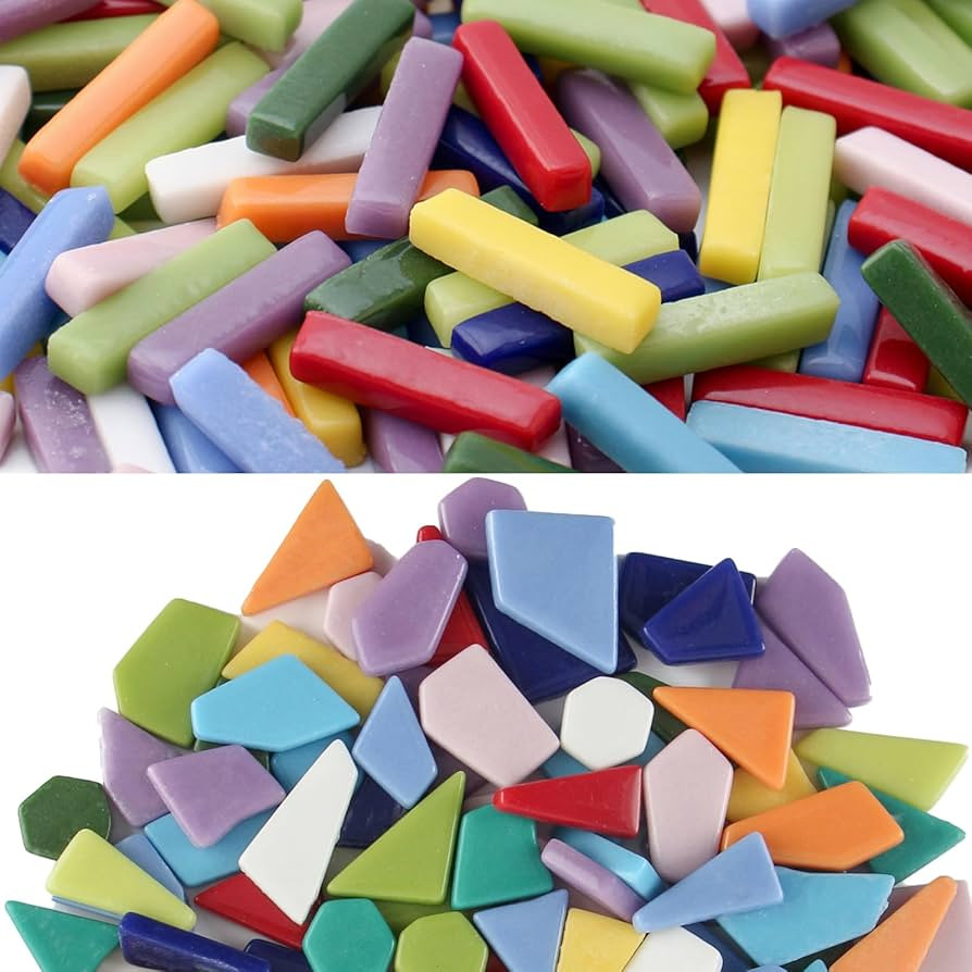 Glass Mosaic Tiles for Crafts Bulk,428g Mosaic Crafts Supplies for DIY Garden Kits Craft,Glass Mo... | Amazon (US)