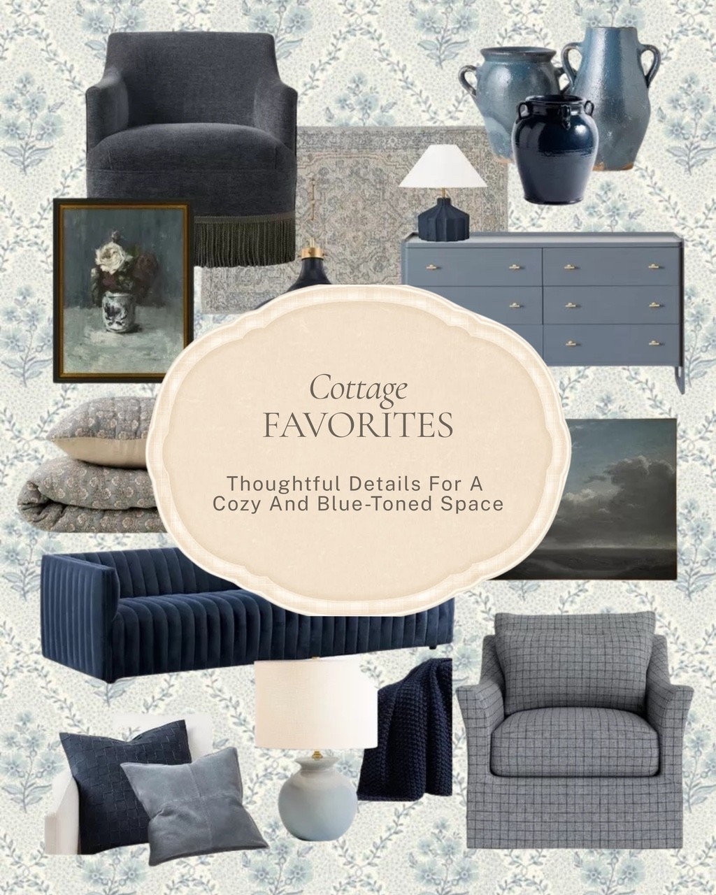 Blue done the cozy way ✨ 

A few cottage favorites for a warm, collected space, moody ceramics, a channeled sofa, vintage-inspired art, and layered textiles in every shade of blue that make a room feel deeply personal and completely livable. 

All linked here 🤍 

#LTKhome