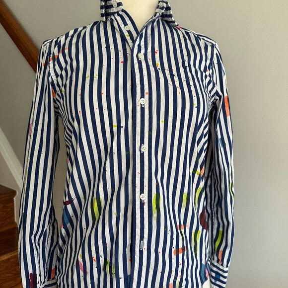 Polo Ralph Lauren Stripe Button-Down Shirt with Colorful Paint Accent | Poshmark
