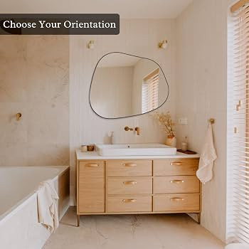 PERFNIQUE Irregular Wall Mirror Asymmetrical Mirror, 32''x24'' Black Mirror for Bathroom Bedroom ... | Amazon (CA)
