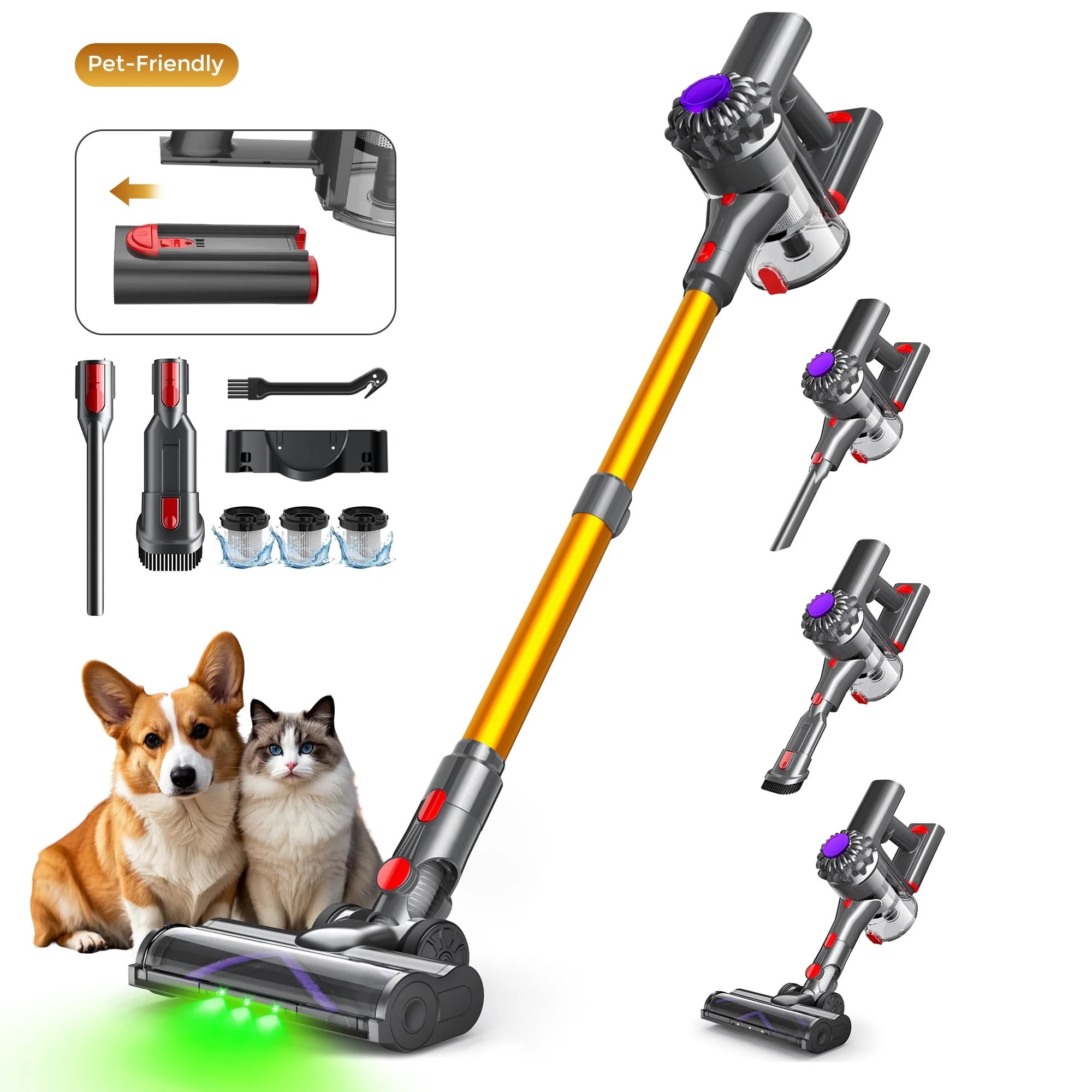 Cordless Stick Vacuum Cleaner 450W/40Kpa, 6 in 1 Rechargeable Cordless Vacuum, Lightweight Uprigh... | Walmart (US)