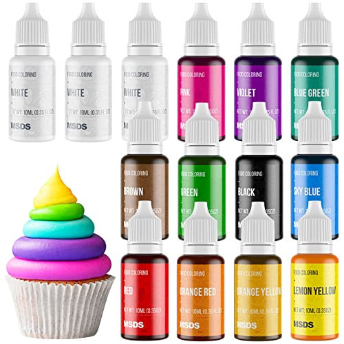 14 Food Coloring Set, Liquid Vibrant Food Color Tasteless Food Dye for Baking, Icing, Cake Decorating, Fondant, Easter Egg, Slime Making DIY Supplies Kit - 0.35 Fl. oz (10 ml)/Bottles | Amazon (US)