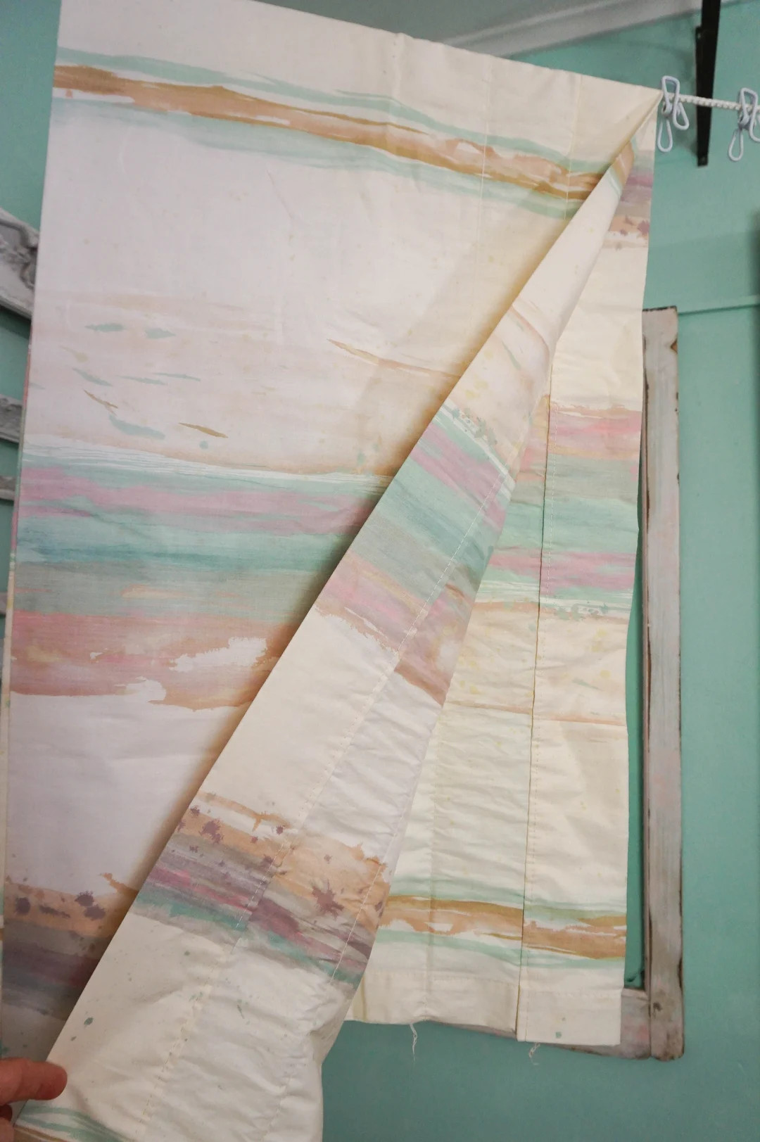 Very Long Valance for 3" Rod / Vintage 1980s Decor / Fabric Yardage / Long Ruffled Window Treatme... | Etsy (US)