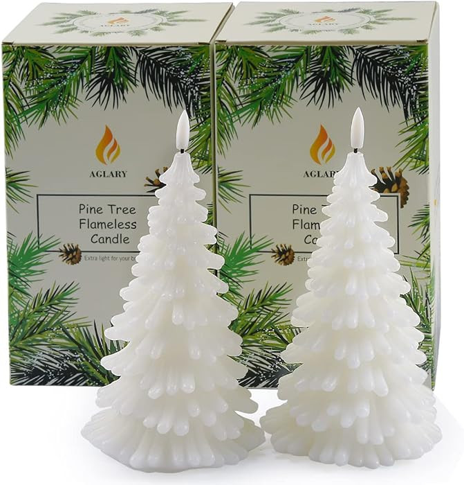 AGLARY​ White Christmas Tree Flameless Candle Set (2-Pack), Remote Control LED Holiday Decor wi... | Amazon (US)
