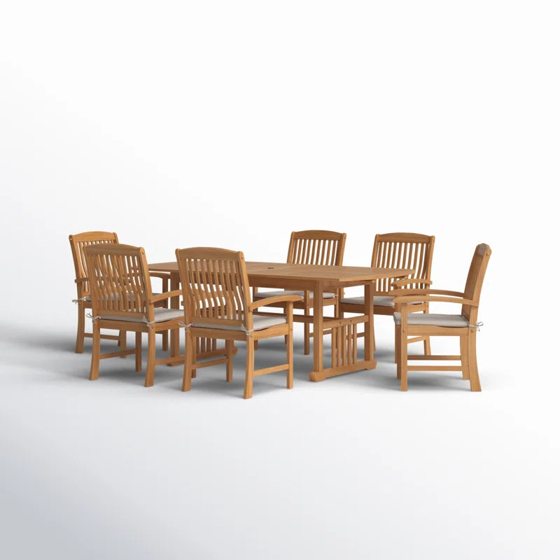 Summerton 6 - Person Rectangular Teak Outdoor Dining Set with Cushions | Wayfair North America