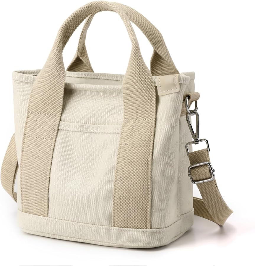 Small Canvas Tote Bag with Zipper, Crossbody Bag Shoulder Bag Handbag Messenger Bag for Women, Sh... | Amazon (US)