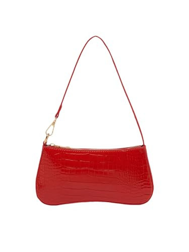 SweatyRocks Women's Small Crocodile Print Shoulder Bag Leather Clutch Purse Handbag with Zipper Closure Red One-Size | Amazon (US)