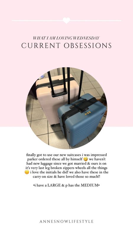 obsessed with the suitcases ✨ i have the LARGE flex & parker had the MEDIUM flex we also have the carry ons & personalized them on the website 

#LTKtravel #LTKstyletip #LTKsalealert