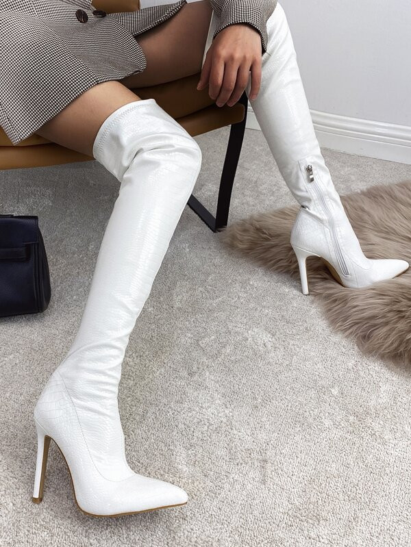 Minimalist Side Zipper Stiletto Heeled Boots | SHEIN