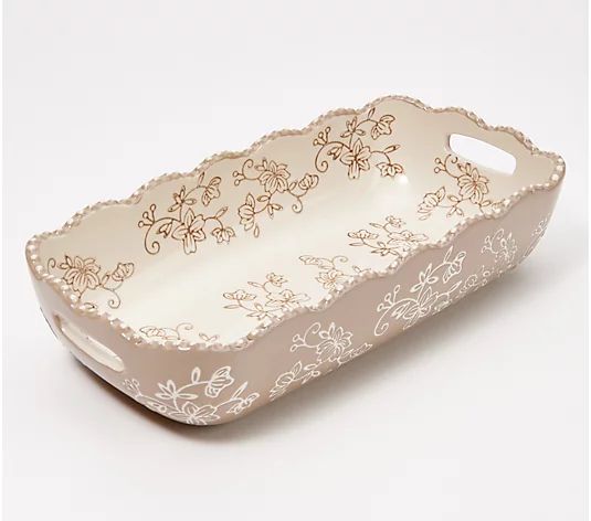 Temp-tations Floral Lace 10" Bread Basket with Handles - QVC.com | QVC