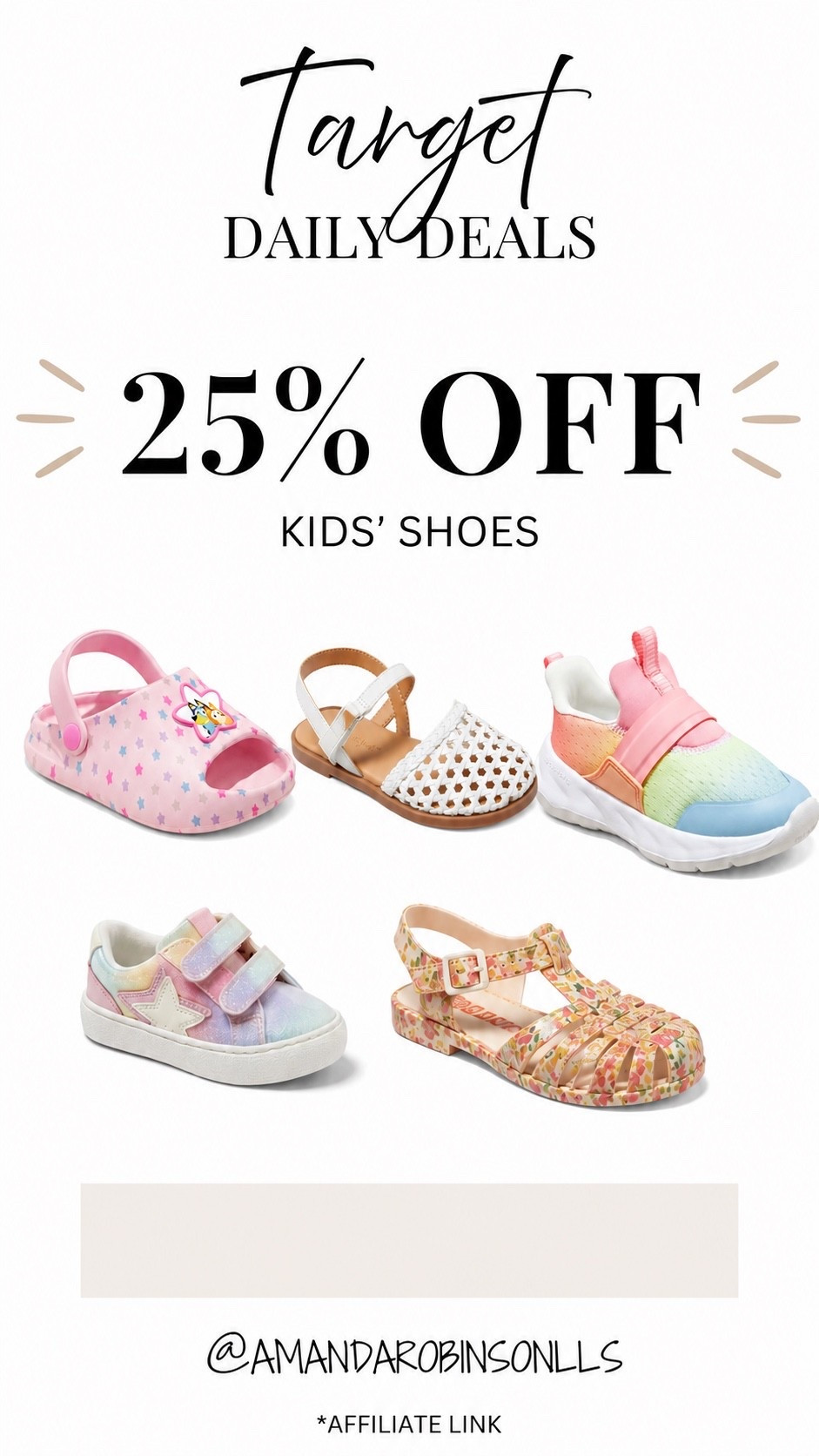 Target daily deals
25% off kids shoes

#LTKSaleAlert #LTKKids
