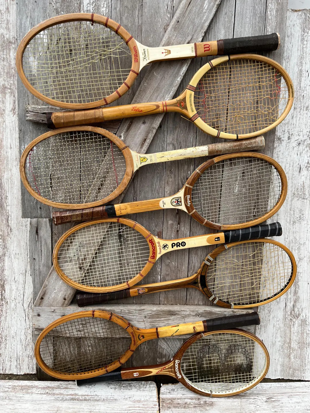 Wood Tennis Racquet Wilson Jack Kramer Bancroft Rustic BROKEN STRINGS Wooden Tennis Rackets 36A | Etsy (US)