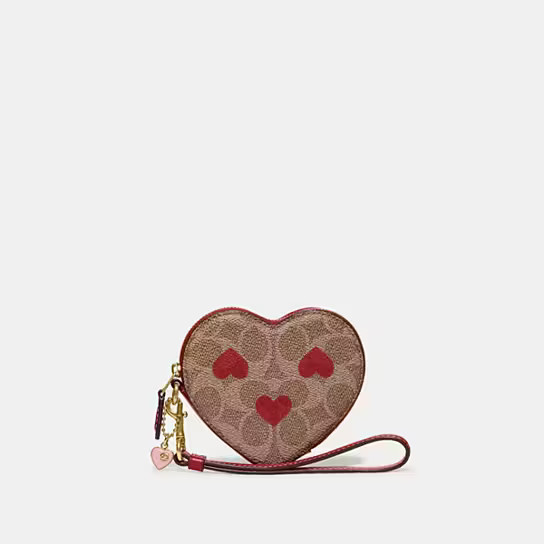 Heart Wristlet In Signature Canvas With Heart Print | Coach (US)