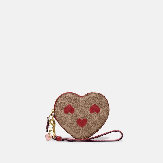 Heart Wristlet In Signature Canvas With Heart Print | Coach (US)