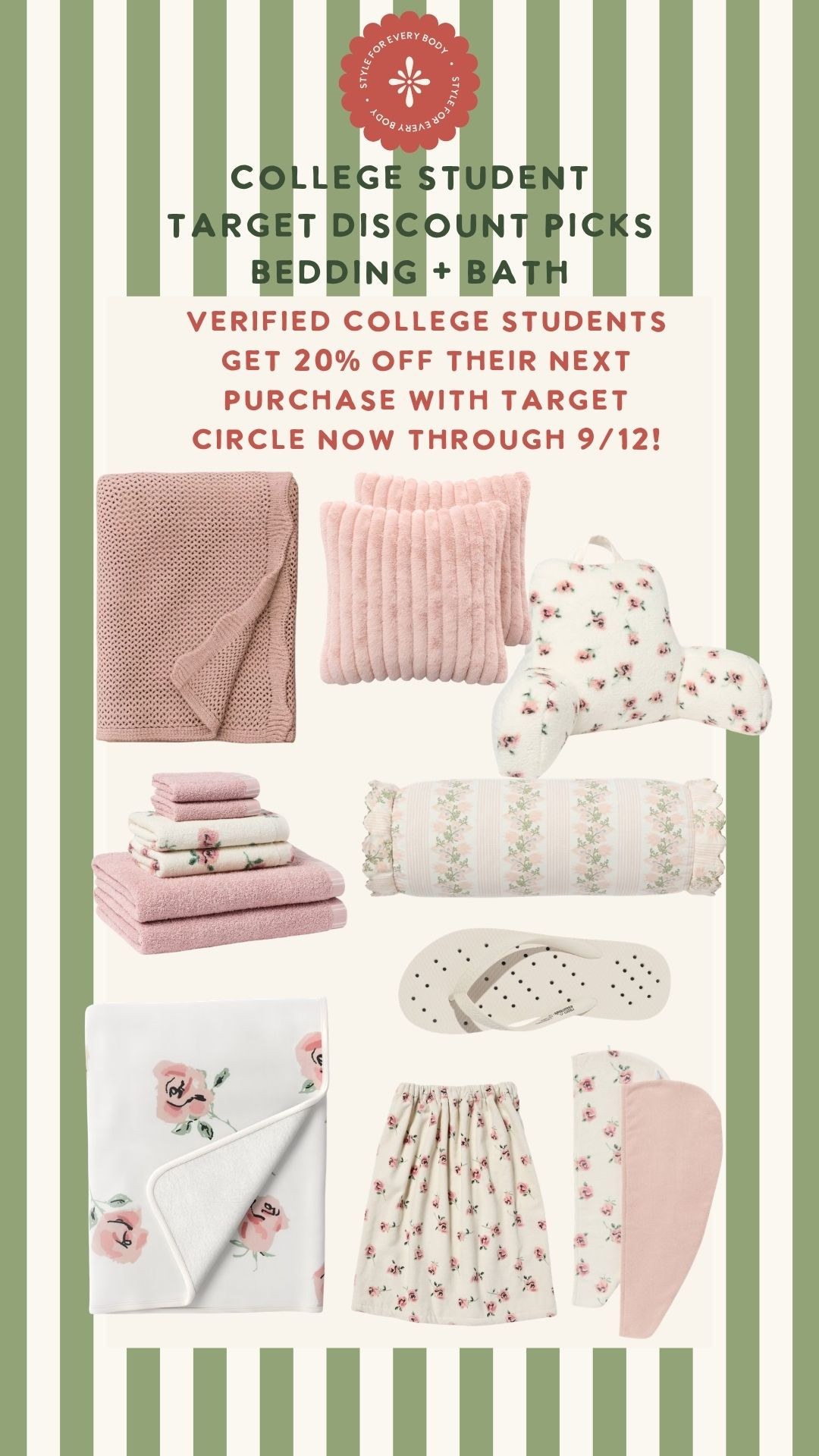 #ad With Ella heading to college in a little over a month we are in the homestretch with checking things off of her list! She's fully taking advantage of the 20% off @target discount for verified college students (through Target Circle). It ends 9/12 so you still have time! We're loving all of the bedding and bath selections they have! #targetpartner 

 #LTKmomlife #LTKU #LTKSaleAlert