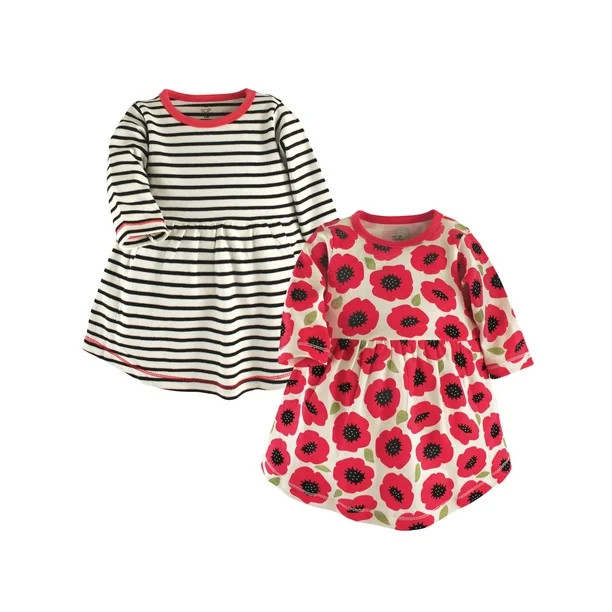 Touched by Nature Baby Girl Organic Long Sleeve Dresses, 2-pack | Walmart (US)
