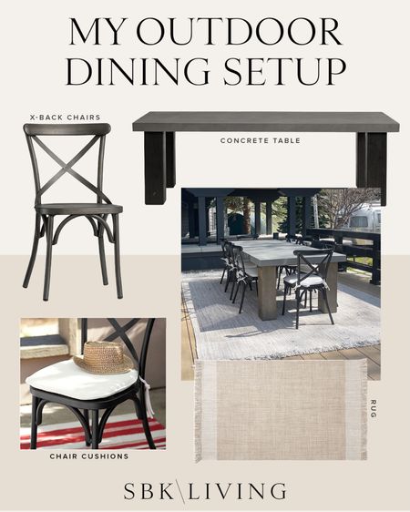 HOME \ my outdoor dining setup and furniture links!

Table
Chairs
Rug
Pottery barn 
Patio 

#LTKSeasonal #LTKhome