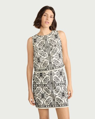The F&F Edit Pure Cotton Embroidered Mini Skirt in Cream | Tesco F&F