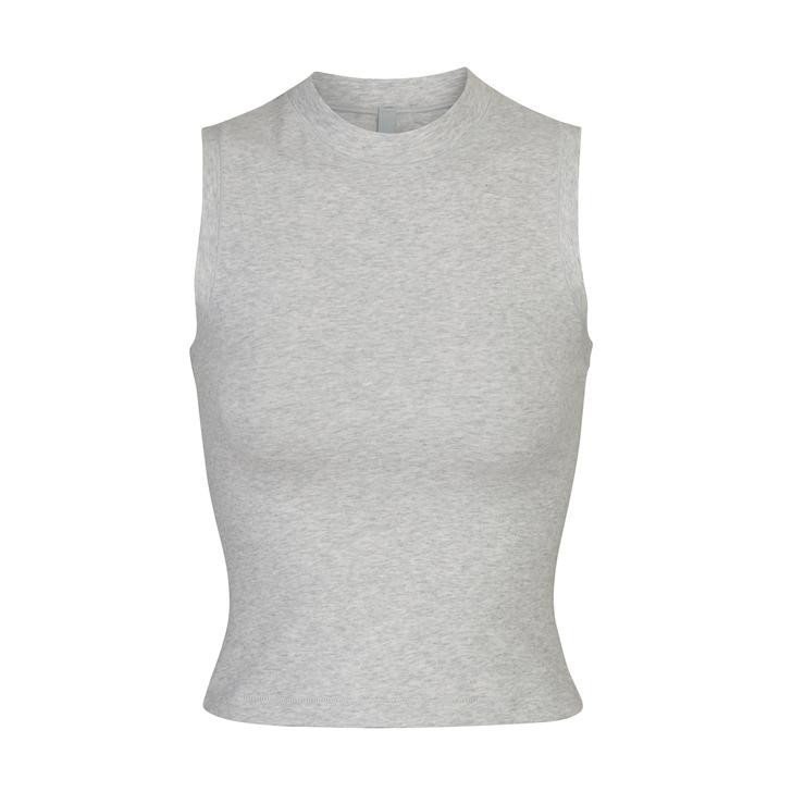 COTTON JERSEY MOCK NECK TANK | BONE | SKIMS (US)