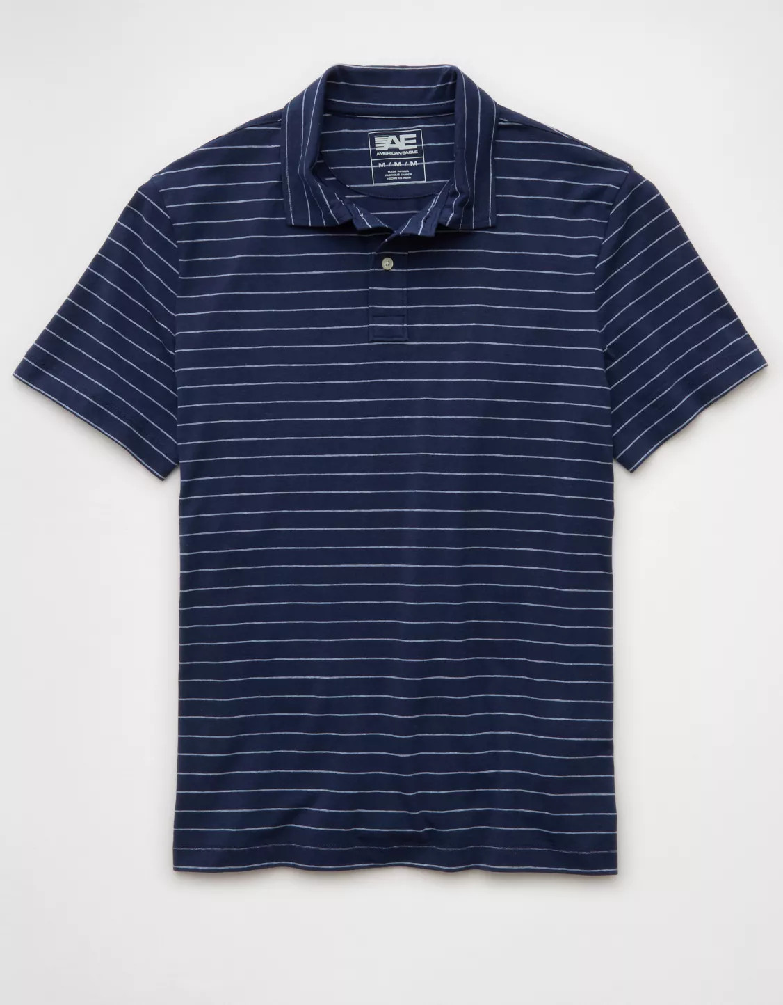 AE 24/7 Club Logo Striped Polo Shirt | American Eagle Outfitters (US & CA)
