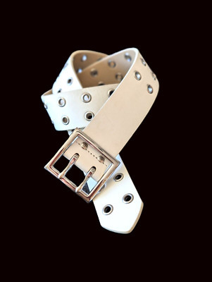 Women’s Wide Belt White with Silver Grommets Sz Small 28 | eBay US