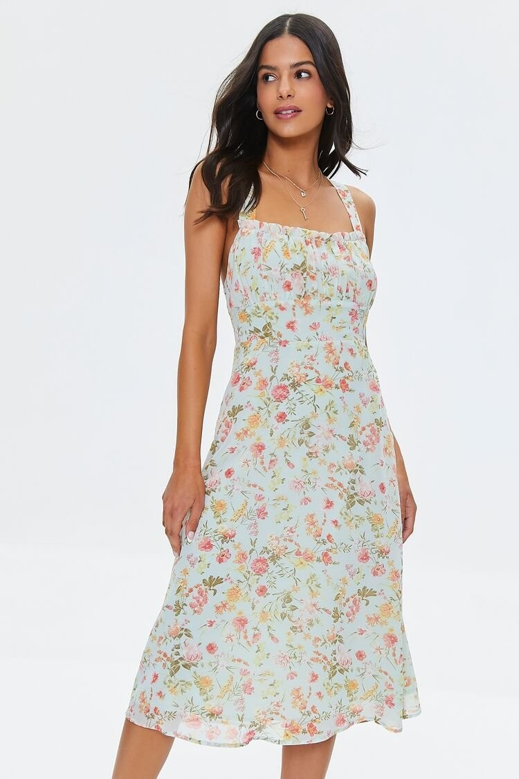 Floral Print Crisscross Midi Dress | Forever 21 | Forever 21 (US)