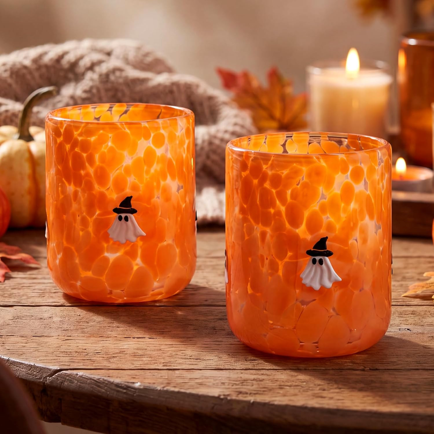 SiliFine 2 Pcs Orange Ghost Icon Juice Glasses | Amazon (US)