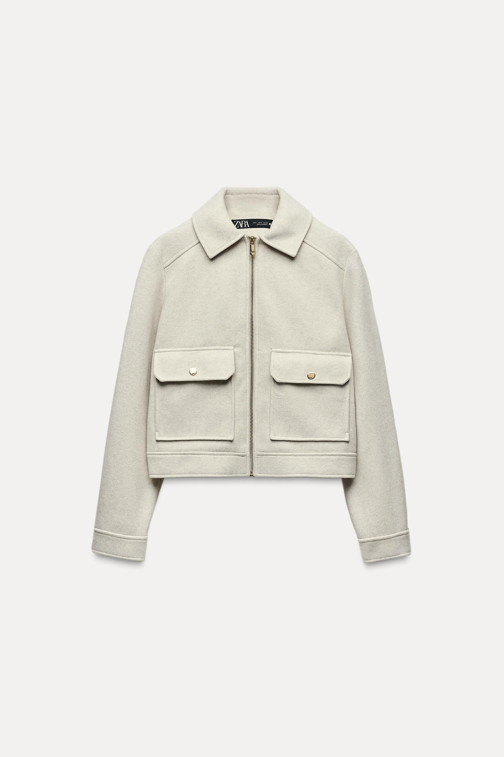 Lapel collar jacket with long sleeves. Front patch pockets. Front metal zip closure. | Zara US