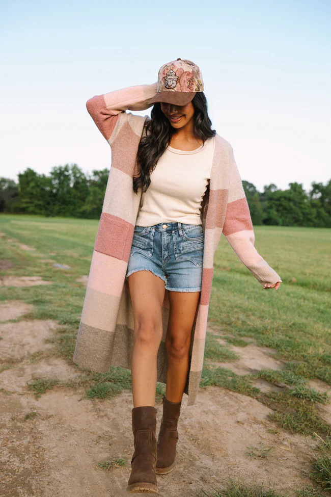 Hollis Stripe Maxi Cardigan | Pink Lily