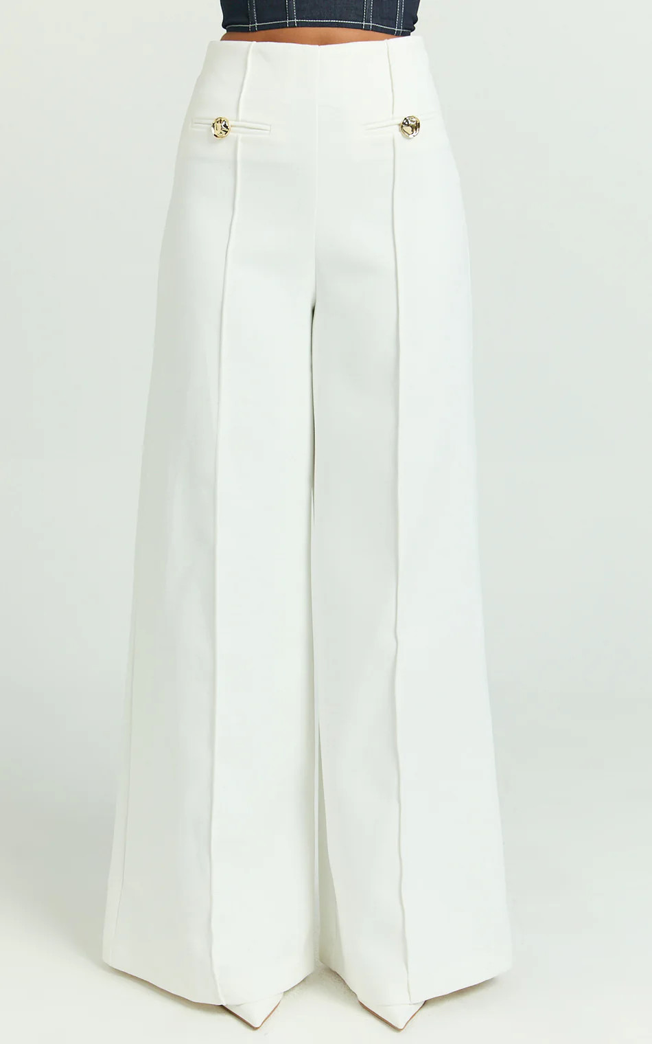 Clara Pants - High Waisted Wide Leg Pants in White | Showpo (US, UK & Europe)