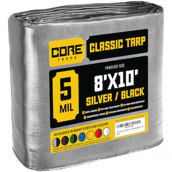 Core Tarps 8-ft x 10-ft Silver Waterproof Commercial Polyethylene 5-mil Tarp | Lowe's