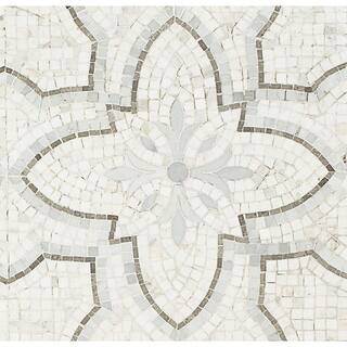 Garden White Gray 12 in. x 12 in. x 10 mm Marble Mosaic Tile | The Home Depot