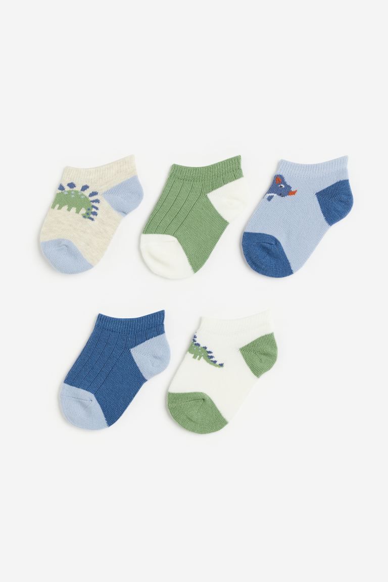 5-pack shaftless socks - Light blue/Dinosaur - Kids | H&M GB | H&M (UK, MY, IN, SG, PH, TW, HK)