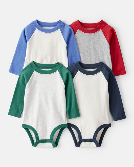 Baby Boy 4-Pack Long-Sleeve Multipack Raglan Bodysuits | Carter's Inc
